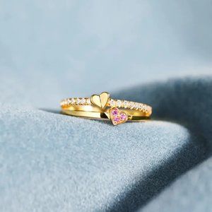 18K Gold-Plated 925 Sterling Silver Double-Layered Ring